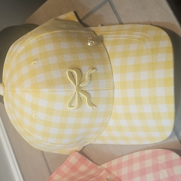 Gingham Bow Baseball Caps in Blue, Pink, and Yellow main image 6